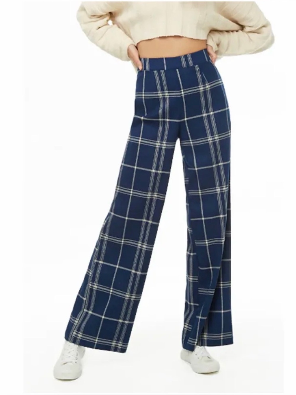 Blue plaid wide leg pants academia grunge whimsigoth